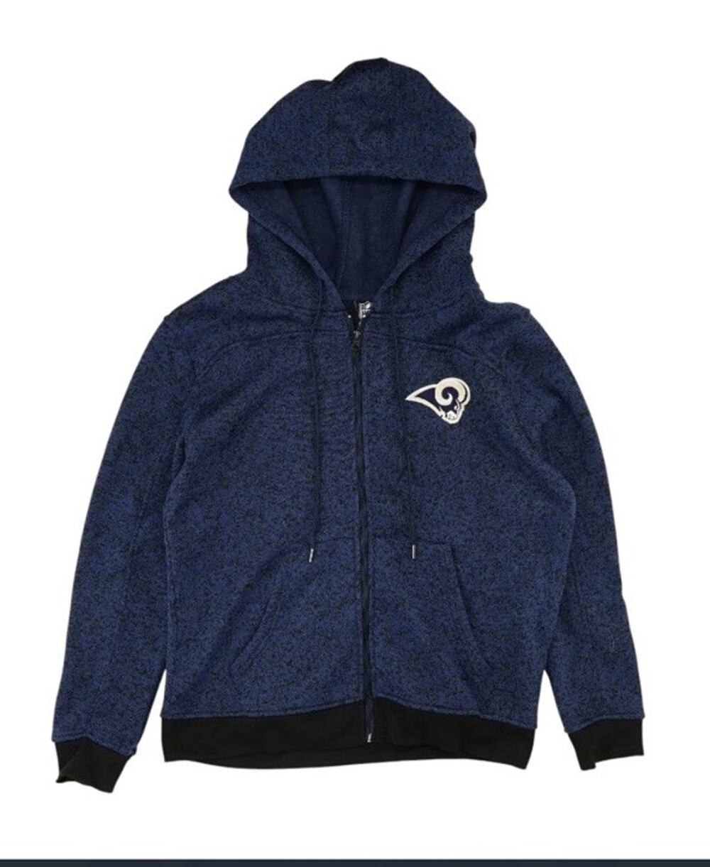 NWT NFL Team Apparel Los Angeles Rams Navy Blue Full Zip Hoodie Large